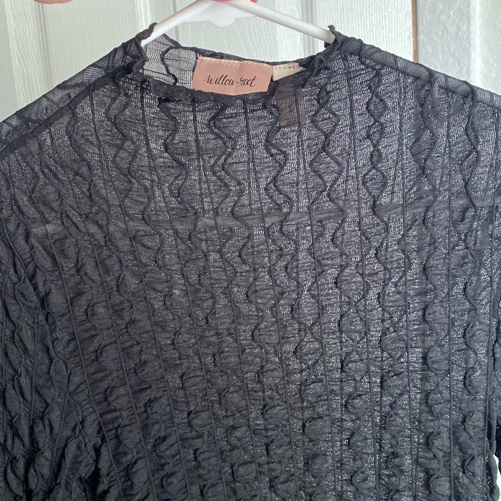 Willow-root Fitted Mesh Black Long sleeve top